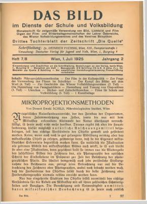 Das Bild im Dienste der Schule und Volksbildung, H. 7-8/1925