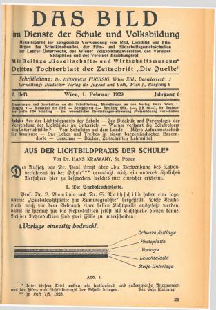 Das Bild im Dienste der Schule und Volksbildung, H. 2/1929