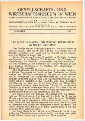 Gesellschafts- und Wirtschaftsmuseum in Wien, Dezember 1927