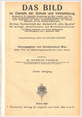 Das Bild im Dienste der Schule und Volksbildung, Inhaltsverzeichnis des 4. Jahrganges (1927)