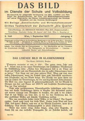 Das Bild im Dienste der Schule und Volksbildung, H. 9/1927