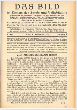 Das Bild im Dienste der Schule und Volksbildung, H. 9/1929