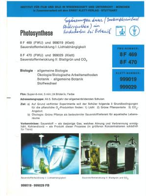 Photosynthese – Sauerstoffentwicklung I+II [Begleitmaterial]
