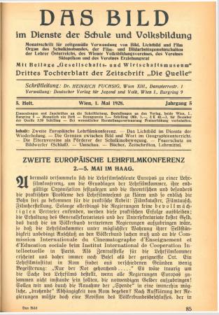 Das Bild im Dienste der Schule und Volksbildung, H. 5/1928