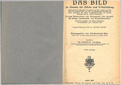 Das Bild im Dienste der Schule und Volksbildung, Inhaltsverzeichnis des 5. Jahrganges (1928)