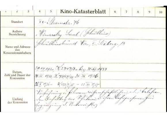 Schulkino Vorgartenstraße 42, Wien 20.