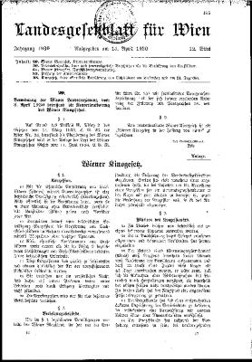 Verordnung der Wiener Landesregierung vom 8. April 1930 betreffend die Neuverlautbarung des Wiener Kinogesetzes